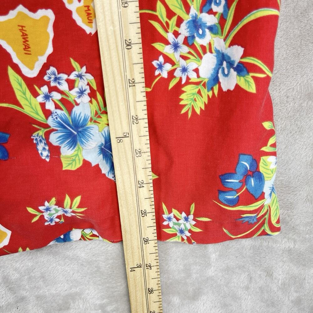 Hilo Hattie Hawaiian Shirt Red Botanical Print Men's XL Resortwear *Flaw* - Picture 7 of 13